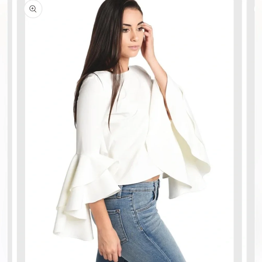 Milly Cream Ruffle Sleeve Blouse